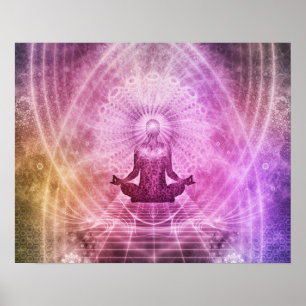 Spirituelle Yoga Meditation Zen Farblich Poster