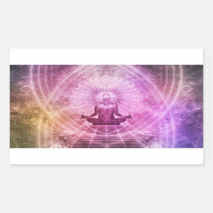 Spirituelle Yoga Meditation Zen Farblich Rechteckiger Aufkleber
