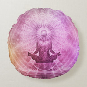 Spirituelle Yoga Meditation Zen Farblich Rundes Kissen