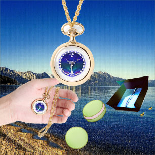 Spiritueller Baum des Lebens Weißer Mittelpunkt de Armbanduhr