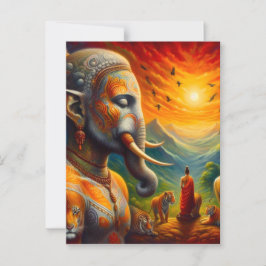 spiritueller Buddha und Elefant Postkarte
