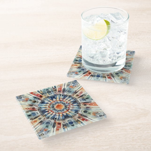 Spiritueller Gebetskreis Glasuntersetzer (Schrägansicht)