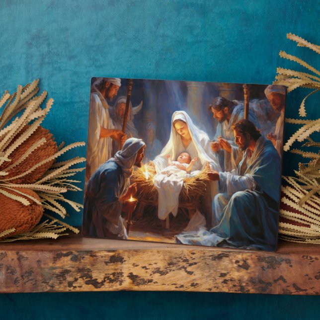 Spiritueller Jesus Manger Plaque Fotoplatte (Seite)