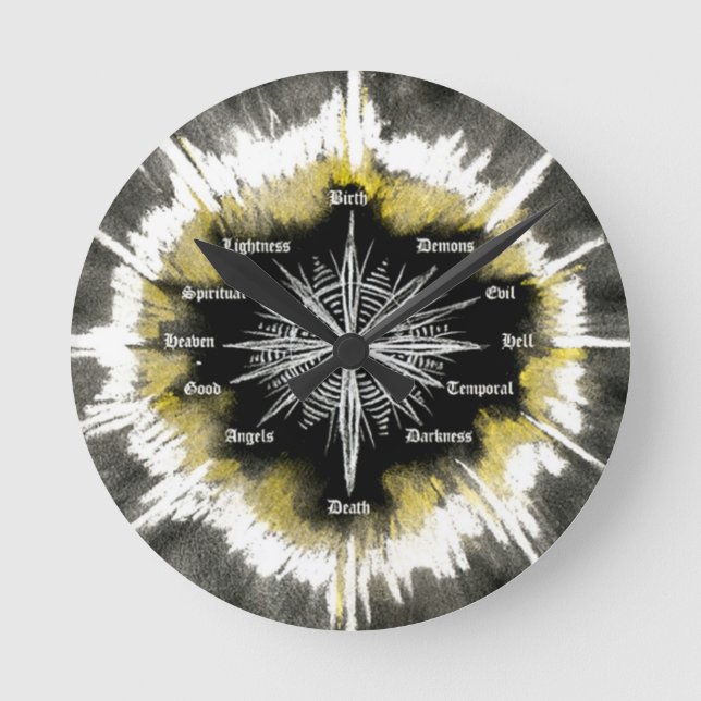 Spiritueller Kompass Runde Wanduhr (Vorderseite)