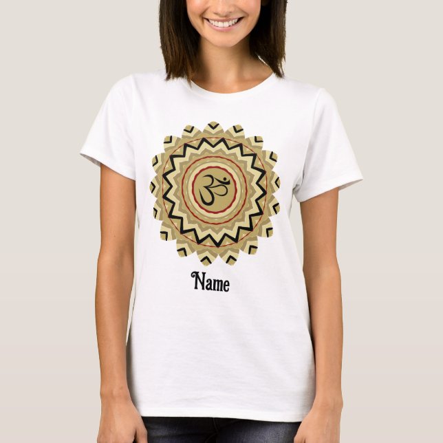 Spiritueller Mandala Yoga Om Symbol Retro angepass T-Shirt (Vorderseite)