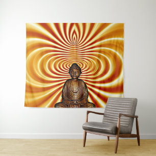 Spiritueller meditierender Buddha-Wandteppich Wandteppich