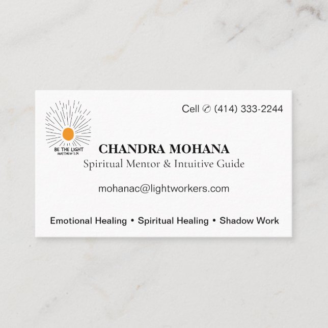 Spiritueller Mentor Guide | Basiskarte der Info-Ge Visitenkarte (Vorderseite)