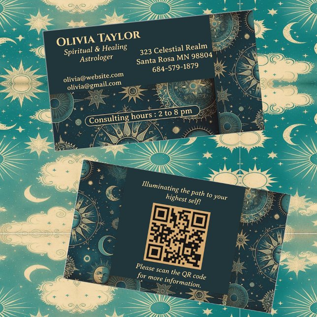 Spiritueller und heilender Astrologer Himmelskult Visitenkarte (Spiritual and Healing Astrologer Celestial Occult Business Card)