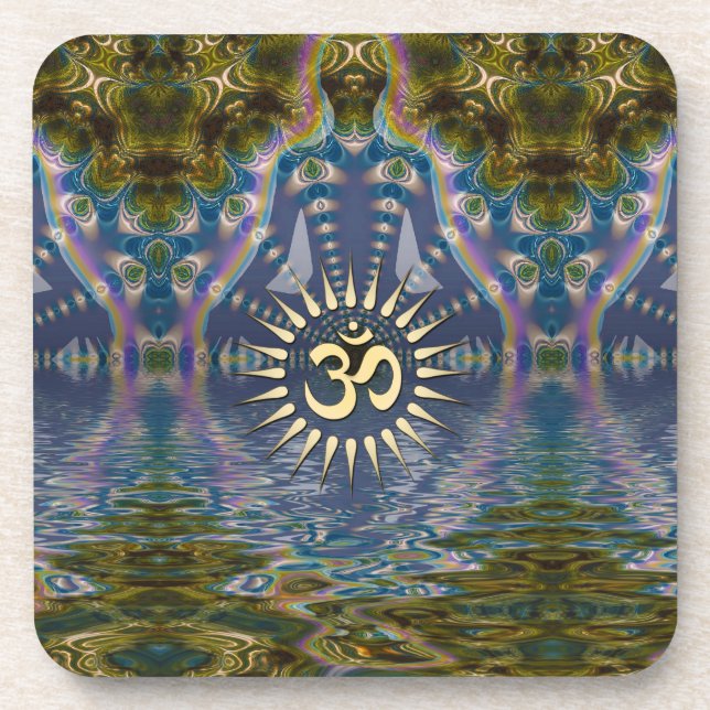 Spirituelles Fraktal Chakra Kunst, Dichtung und Mu Getränkeuntersetzer (Vorderseite)