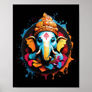 Spirituelles Hindu-Ganesh-Retro-Diwali-Fest-Yoga  Poster