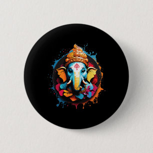 Spirituelles Hindu Ganesh Retro Diwali Festival Yo Button