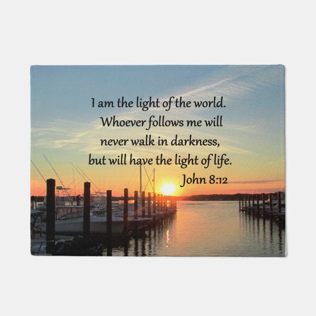 SPIRITUELLES JOHN 8;12-SCRIPTURE-DESIGN FUßMATTE (Vorderseite)