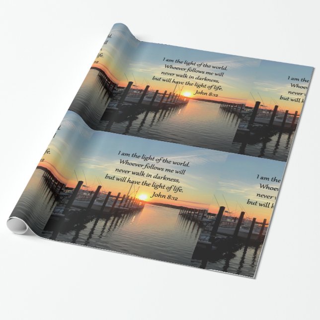 SPIRITUELLES JOHN 8;12-SCRIPTURE-DESIGN GESCHENKPAPIER (Ungerollt)