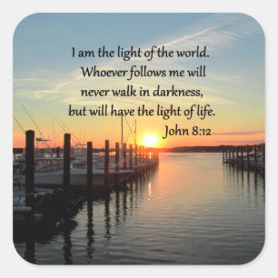 SPIRITUELLES JOHN 8;12-SCRIPTURE-DESIGN QUADRATISCHER AUFKLEBER