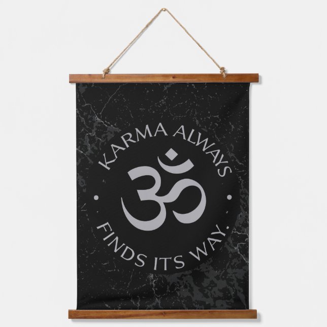 Spirituelles Karma Om Design - Sammlung zur Achtun Wandteppich Mit Holzrahmen (Vorderseite)