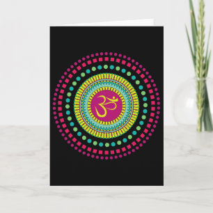 Spirituelles Mandala Yoga Om Symbol Rosa Und Grün Karte