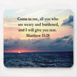 SPIRITUELLES MATTHEW 11:28 SONNENSCHREIBEN FOTO MOUSEPAD