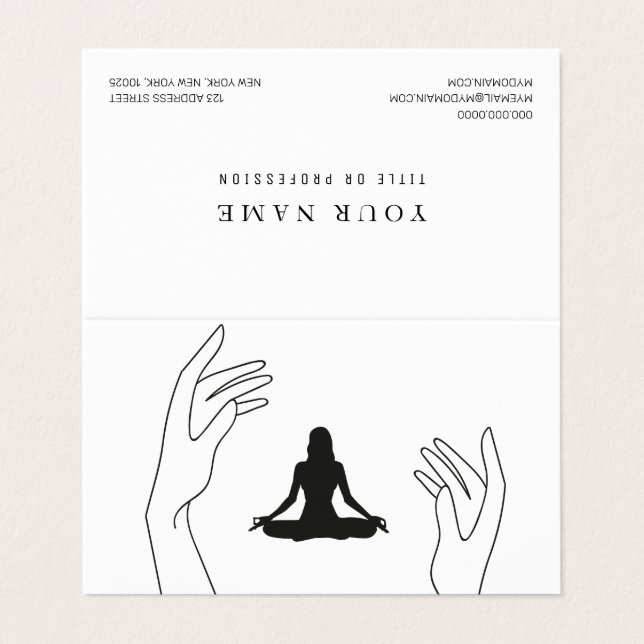 Spirituelles Minimales Berufliches Logo Yoga  Visitenkarten (Außenseite Aufgefaltet)