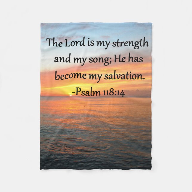 SPIRITUELLES PSALM 118:14 SONNENRISE-FOTO-DESIGN FLEECEDECKE (Vorderseite)