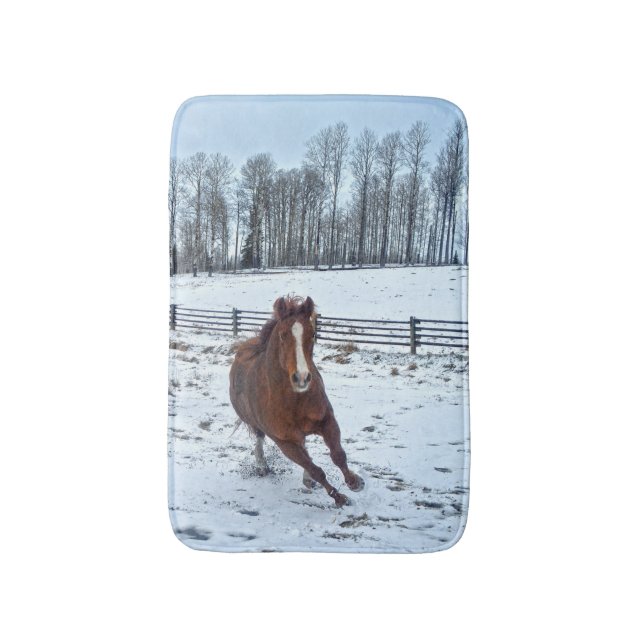 Spirituelles Quarterpferd im Winterschnee Badematte (Vorderseite Vertikal)