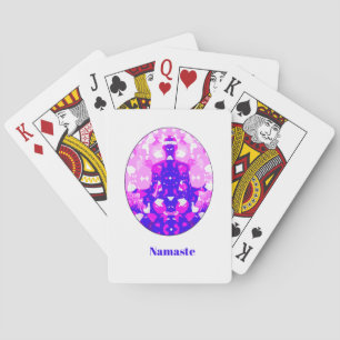 Spirituelles Rosa Sitzen Yoga Pose Namaste Spielkarten