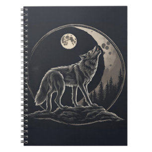 Spirituelles Wolf Crescent MondNotebook Notizblock