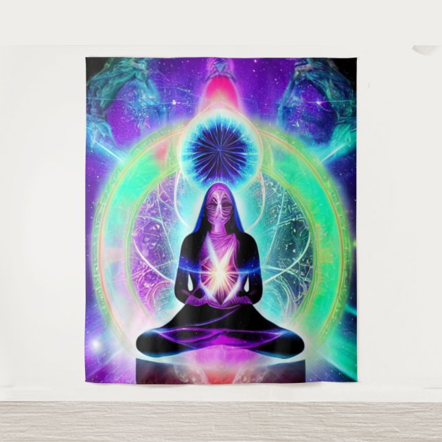 Spirituelles Yoga-Tapestry Wandteppich (Vorderseite)