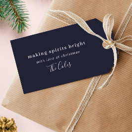 Spirituosen Bright Navy Blauer Minimaler Weihnacht Geschenkanhänger