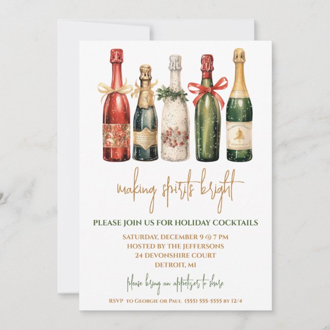 Spirituosen Brillante Champagner Feierlichkeiten Einladung (Vorderseite)