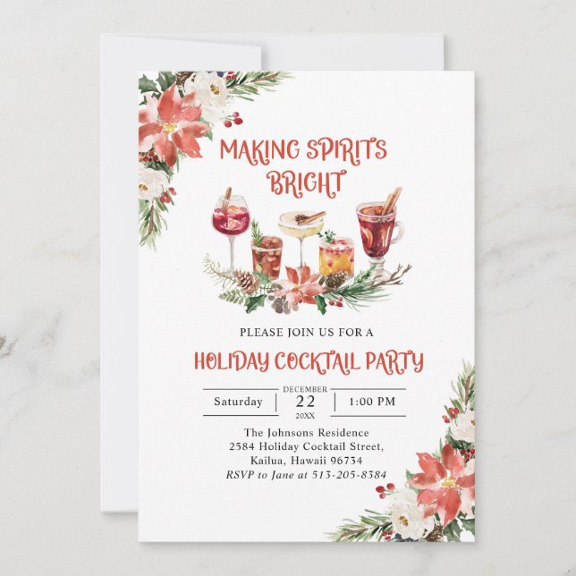 Spirituosen Brötchen Cocktail Party Einladung (Vorderseite)