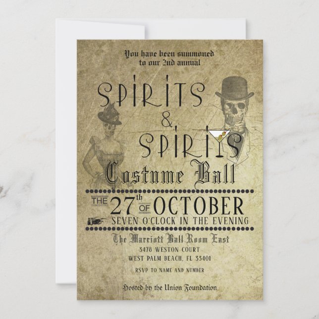 Spirituosen Erwachsenes Halloween-Party Einladung (Vorderseite)
