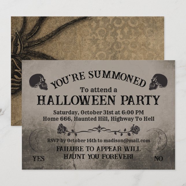 Spirituosen Halloween-Party Einladung (Vorne/Hinten)