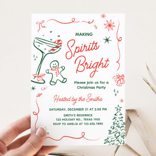 Spirituosen helle Hand gezeichnetes Weihnachtsgebä Einladung