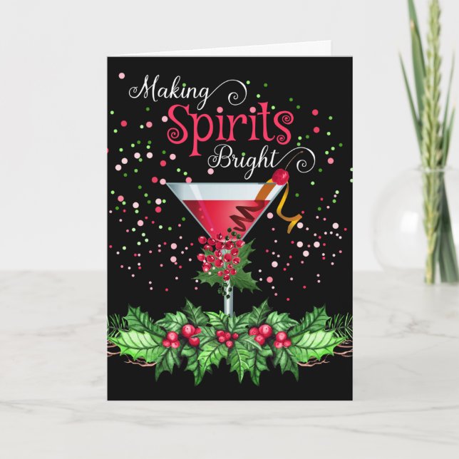 Spirituosen heller Cocktail Feiertagskarte (Vorderseite)