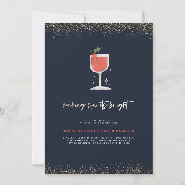Spirituosen heller machen | Weihnachtscocktail Einladung (Vorderseite)
