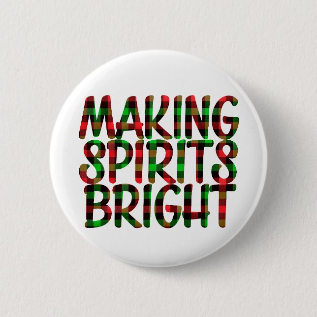 Spirituosen machen Bright Buffalo Karierte Weihnac Button (Vorderseite)