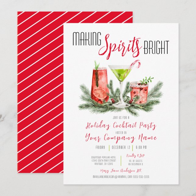 Spirituosen machen Bright Company Cocktail Party Einladung (Vorne/Hinten)