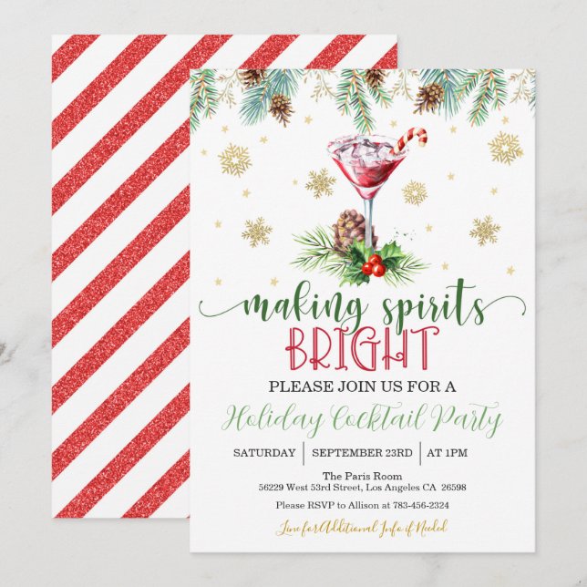 Spirituosen machen Brillantes Weihnachtsfest Party Einladung (Vorne/Hinten)
