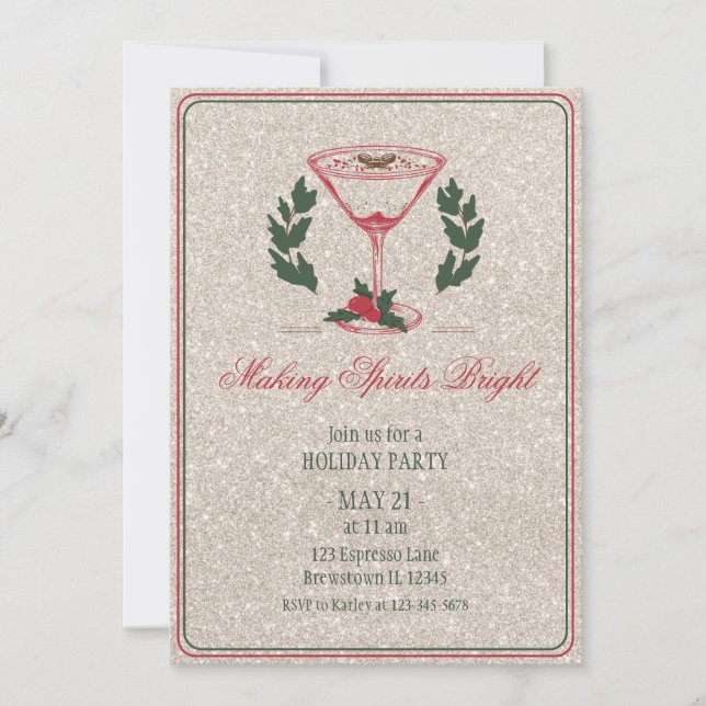 Spirituosen machen Glam Holiday Party Einladung (Vorderseite)