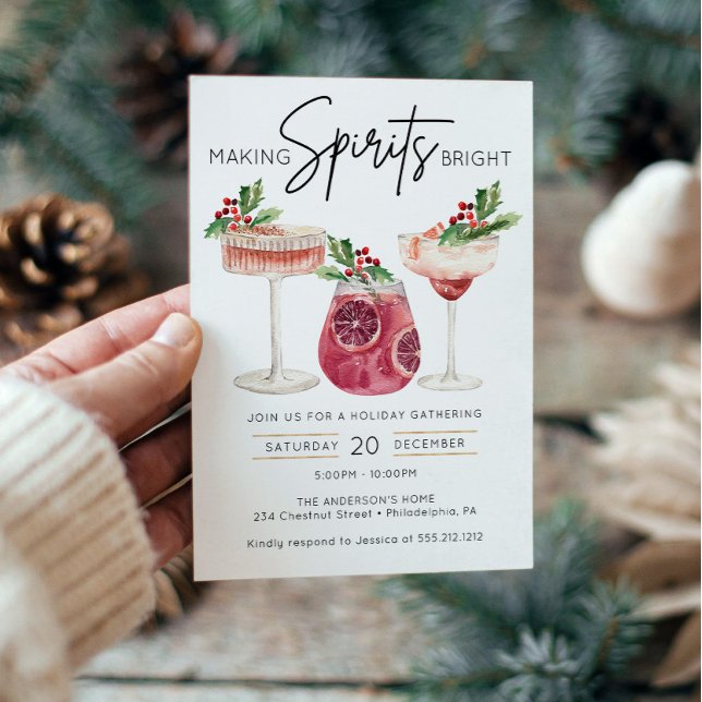 Spirituosen machen Glanz Minimales Weihnachtsfest  Einladung (Von Creator hochgeladen)