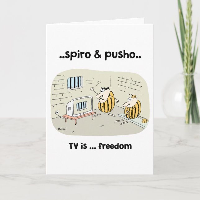 Spiro u. Pusho Fernsehzitat-Cartoon-Gruß-Karte Karte (Vorderseite)