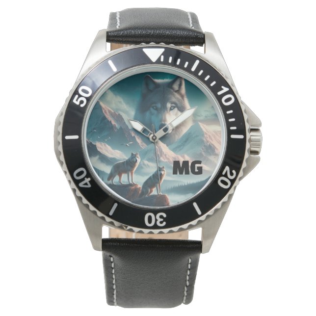 Spirtual Wolf bei Dusk eWatch Armbanduhr (Vorderseite)