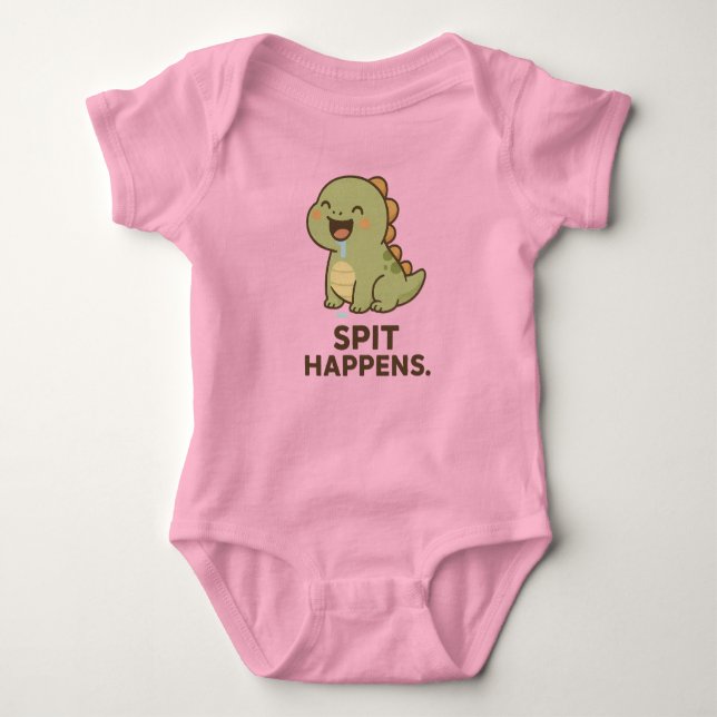 Spit Happens - Funny Baby Dinosaur Design Strampler (Vorderseite)