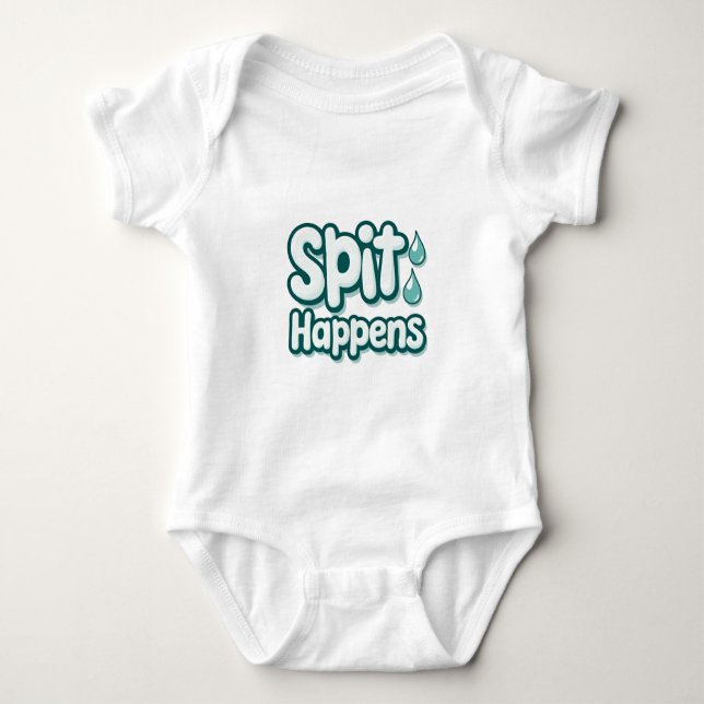 Spit Happens - Funny Baby Quote Strampler (Vorderseite)