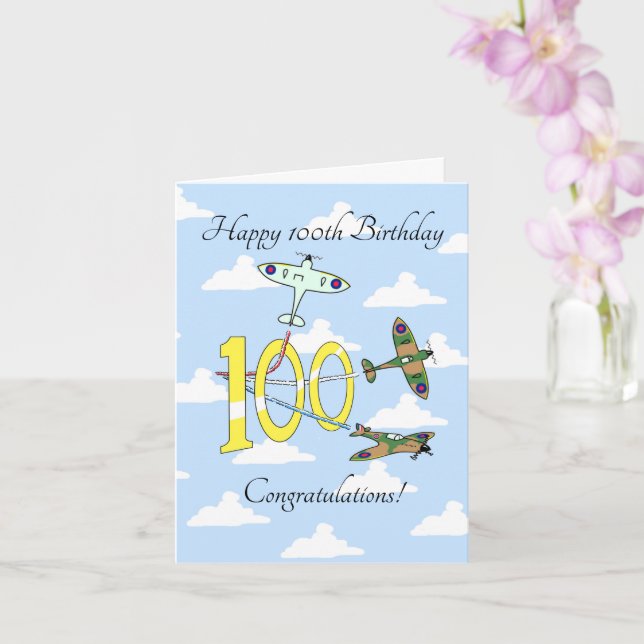 Spitfire 100. Geburtstag (Blue Sky) Karte (Orchidee)