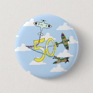 Spitfire 50. Geburtstag (Blue Sky) Button