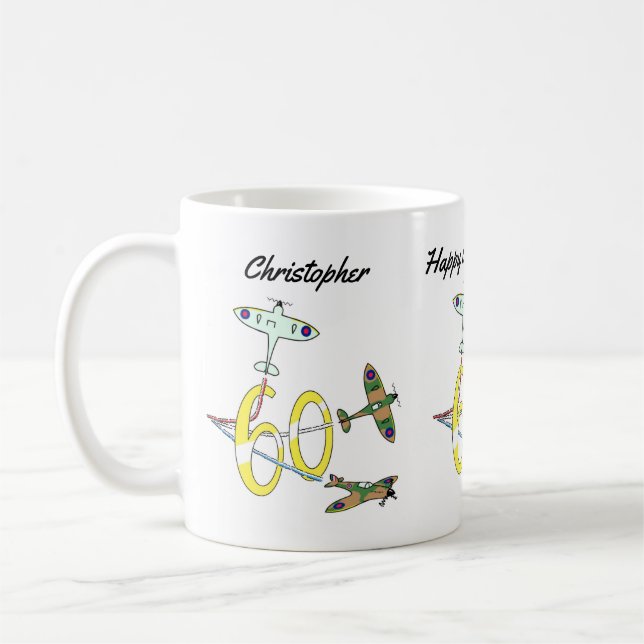 Spitfire 60. Geburtstag Kaffee Tasse (Links)