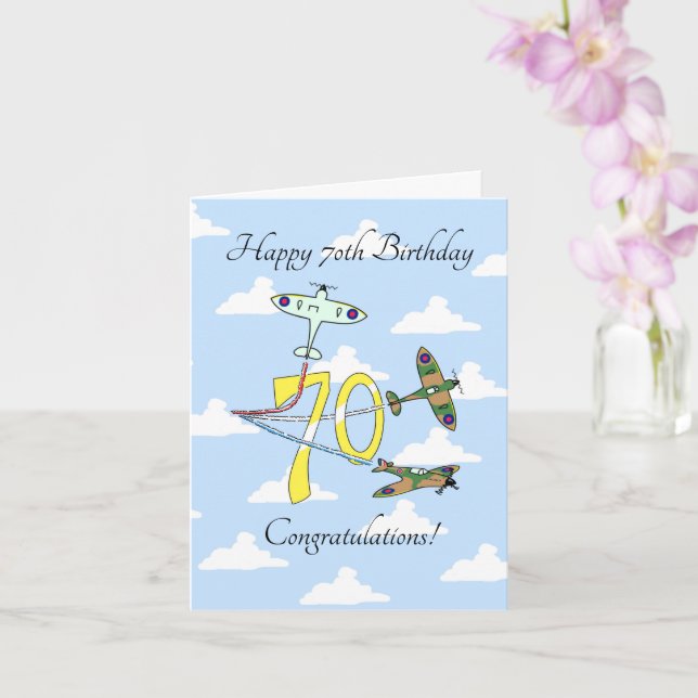 Spitfire 70. Geburtstag (Blue Sky) Karte (Orchidee)