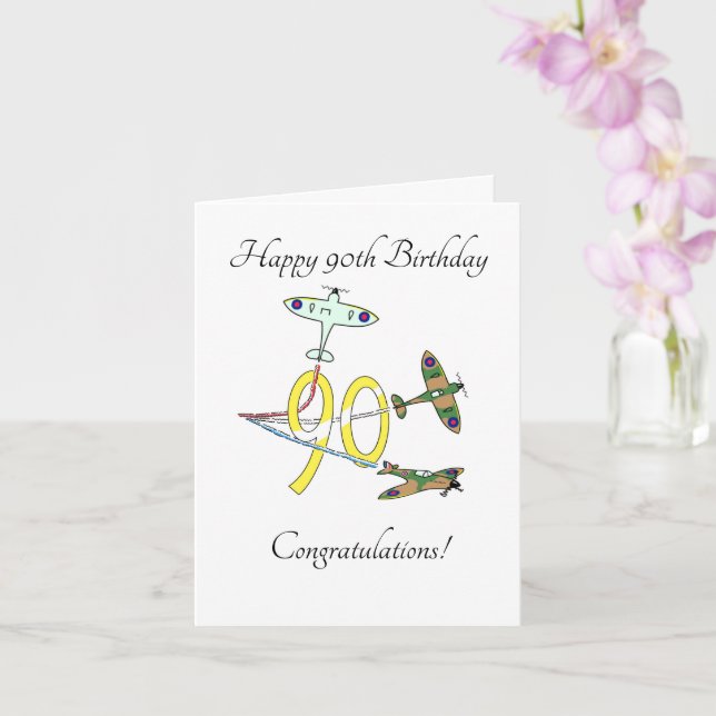 Spitfire 90. Geburtstag Karte (Orchidee)