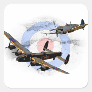 Spitfire and Lancaster Quadratischer Aufkleber